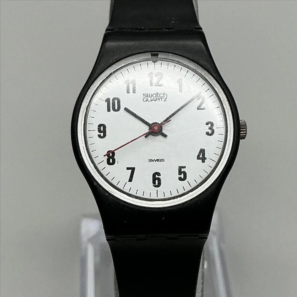 Swatch Something New Womens Watch 25mm Black Rubber Swiss Made New Battery